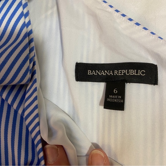 Banana Republic Blue and White Striped One-Shoulder Top - Picture 4 of 12